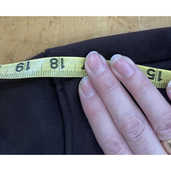 LL Bean Faux Suede Brown Shearling Sherpa Coat Lined Coat Women's Petite Large - Picture 9 of 12